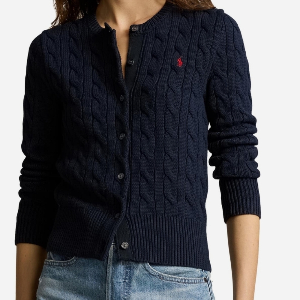 polo ralph lauren cable knit cottob cardigan